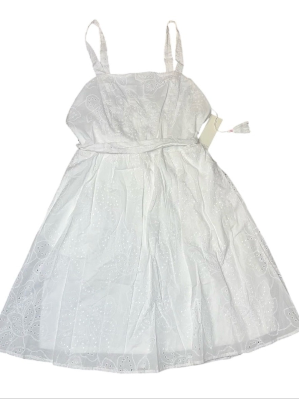 Calypso St Barth White Eyelet Adjustable Strap Sun Dress Knee Womens 6 NWT